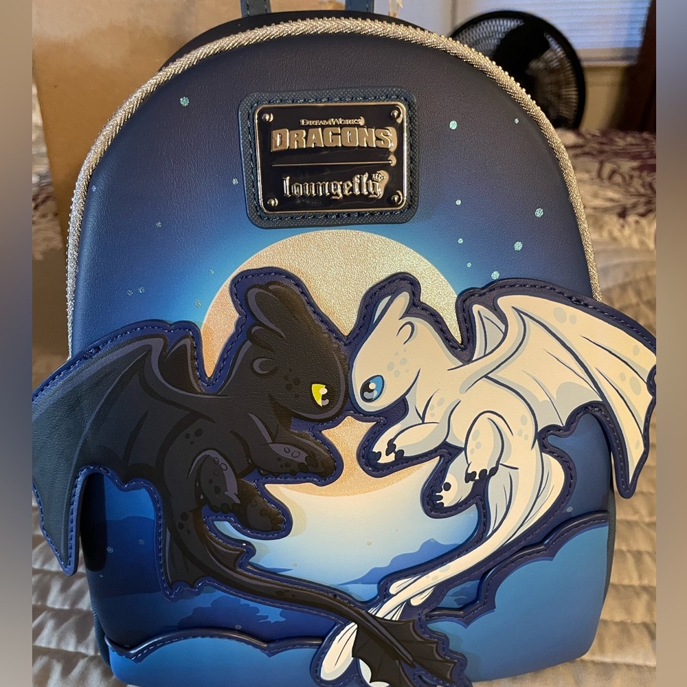 Loungefly Blue and White How to Train you're Dragon Mini Backpack NWT